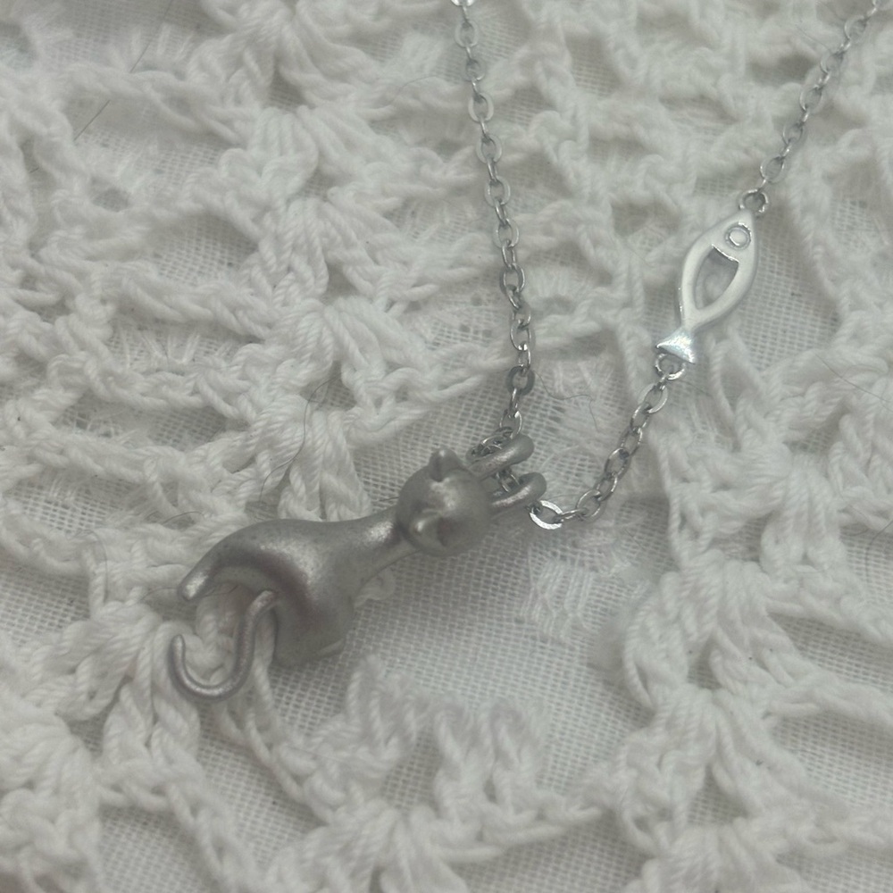 Italian 925 Silver Cat Pendant Necklace - Picture 6 of 12
